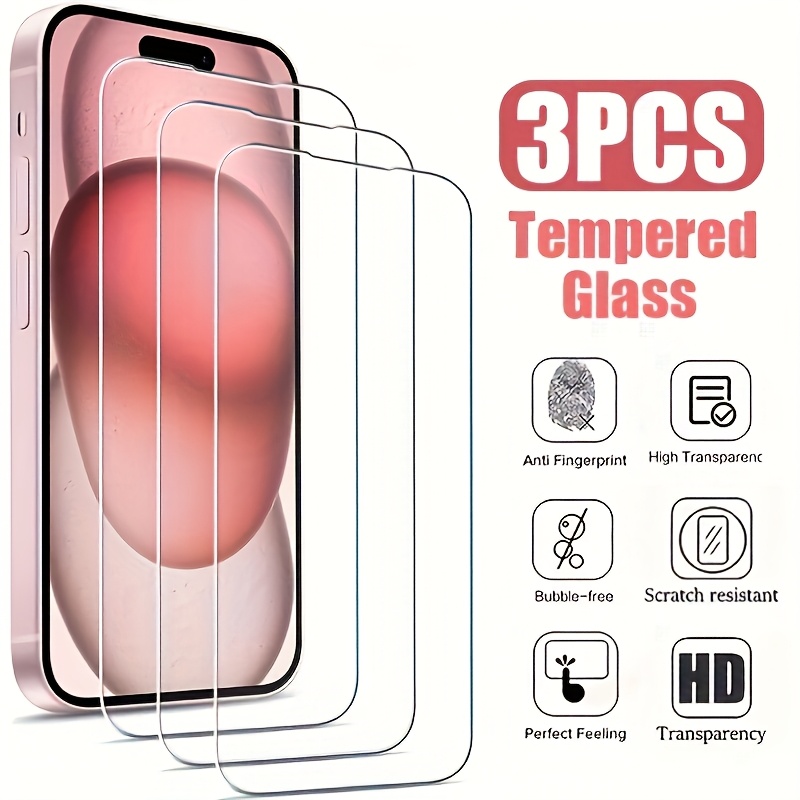 

Lot de 3 protecteurs d'écran en verre trempé pour iPhone 11/12/13/14/15/16 Pro , , aux rayures, anti-empreintes, compatible avec les étuis, technologie de tactile