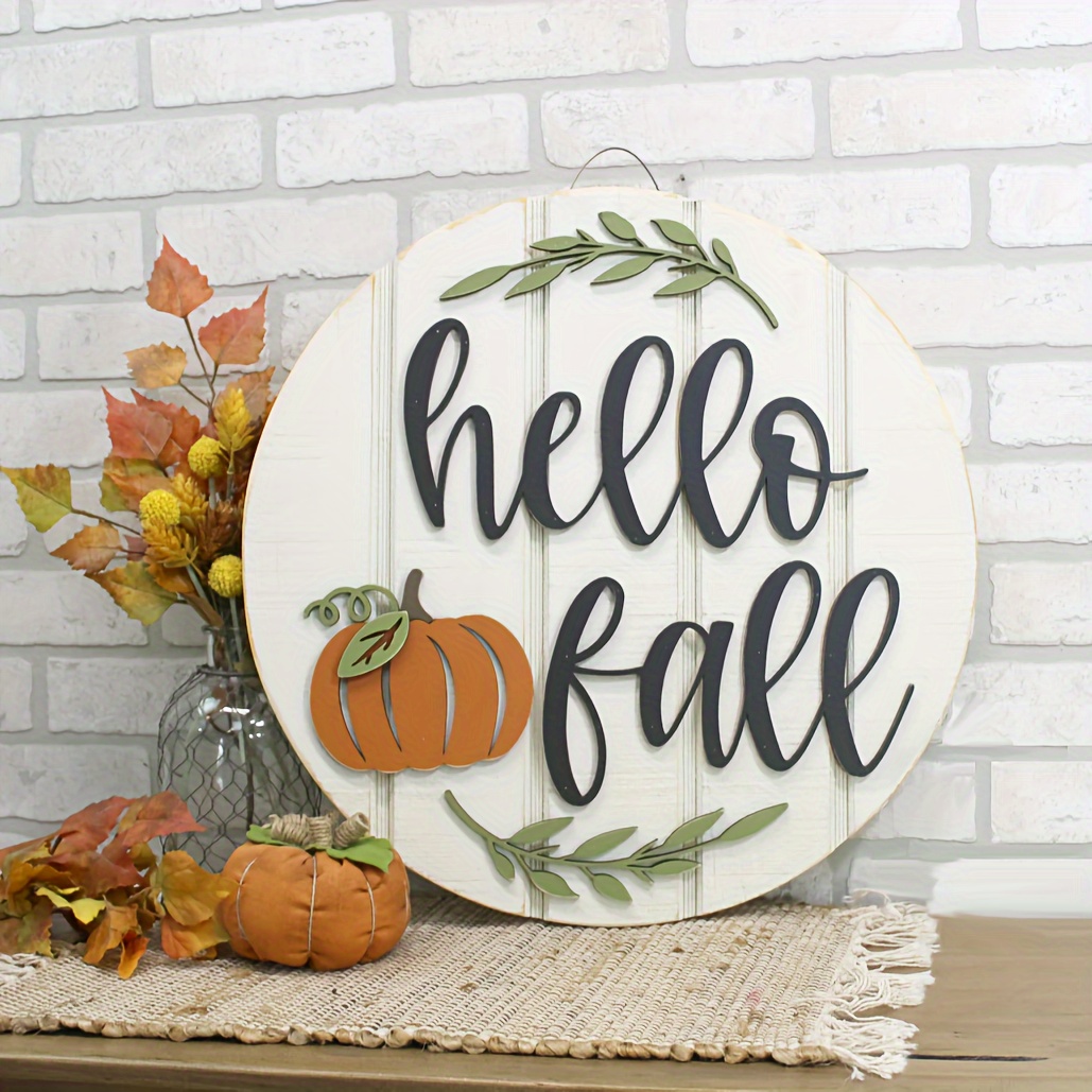 TEMU Front Door Decor, 3d Door Sign, Fall Door Hanger, Hello 3d Pumpkin Sign, Rustic Wood Shiplap Sign, Halloween Fall Wreath For Front Door