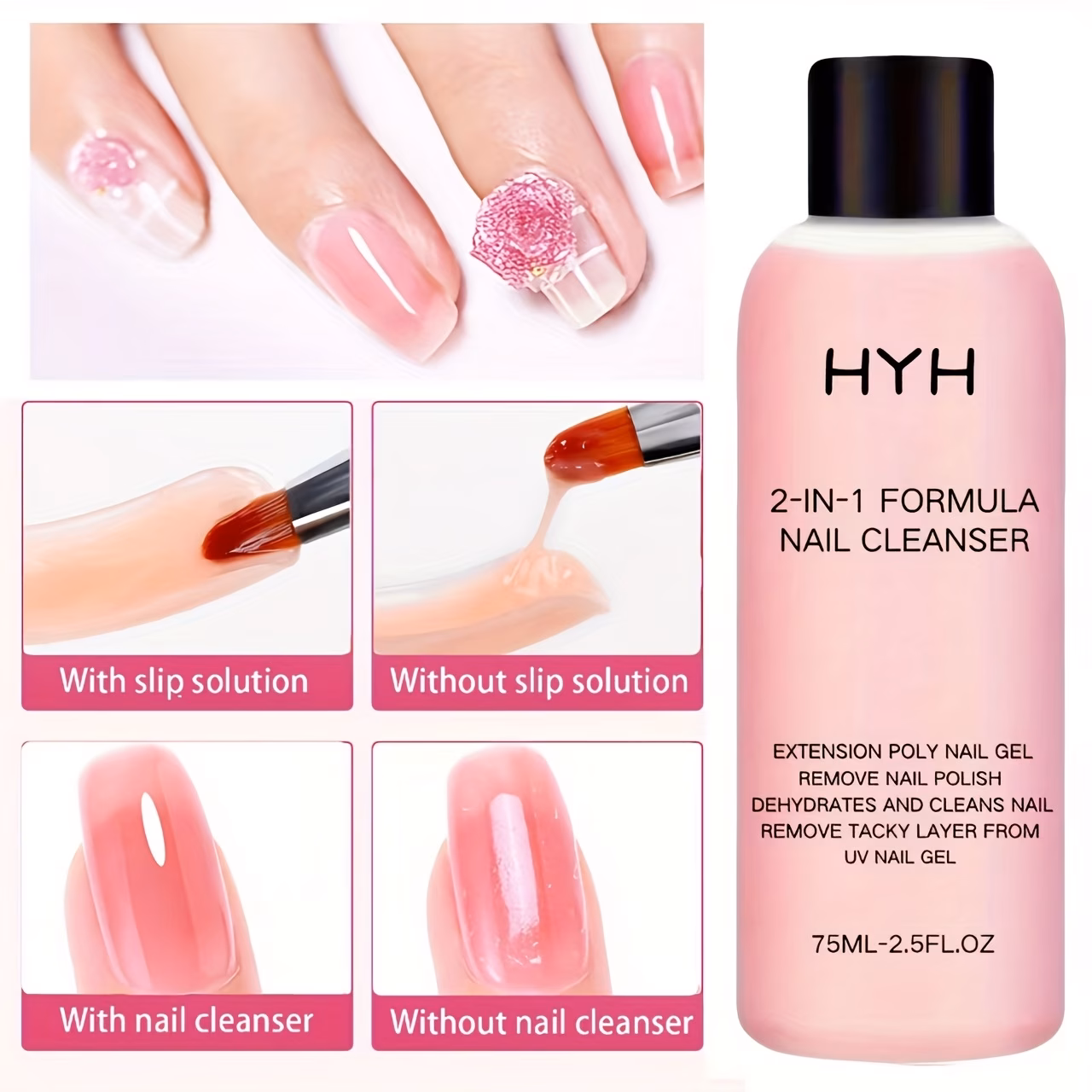 2 in 1 nail polish remover solution for acrylic and led gels anti stick formula to extend and Product details 0