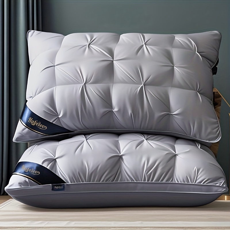 1/2pcs of Luxurious Five-Star Hotel Quality Pillows - Designed for Deep Sleep with Neck Support, Featuring High-Density, Non-Flattening Covers Suitable for All Seasons, Made with White Satin And Filled with 100% Polyester
