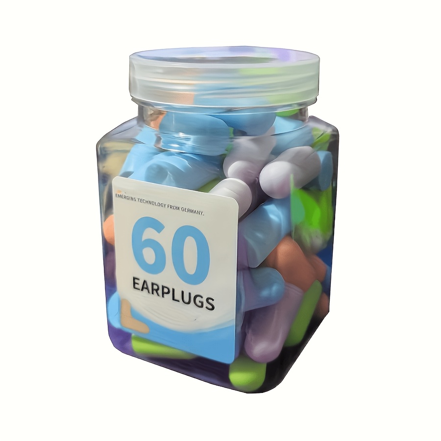 TEMU 60/120pcs Reusable Colored Slow-rebound Foam Earplugs - Soft, Comfortable, And Durable, Ideal For Sleeping, Studying, And Working - Perfect For