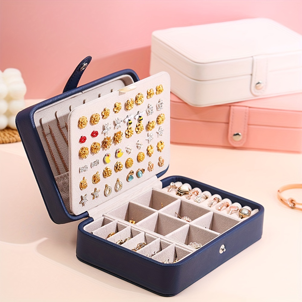 

Classic Pu Leather Jewelry Box With Earring Trays And Ring Holders - Perfect For Necklaces And Bracelets