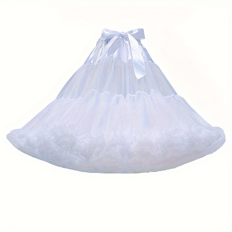 TEMU Soft Tulle Puff Skirt: Sporty Cloudy Design For Everyday Wear - Polyester Material