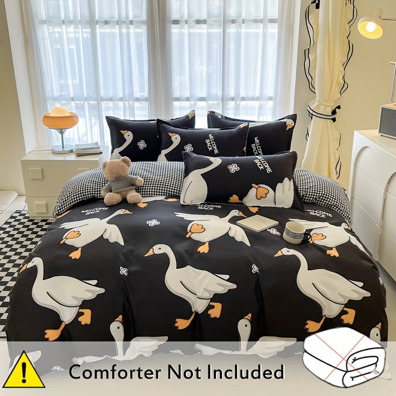 

4pcs Black Set - Soft & Skin-friendly, Includes Duvet Cover, Flat Sheet, And 2 Pillowcases - All