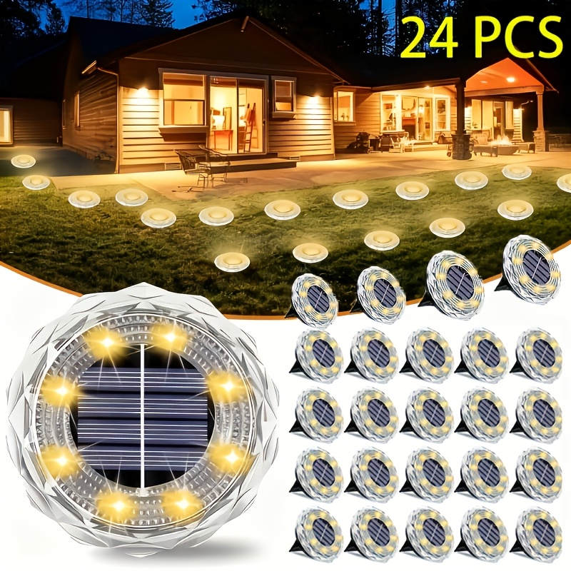TEMU 24pcs Solar Buried Lights, Waterproof Ip44 Outdoor Solar Lights, Suitable For Courtyard Led Solar Garden Lights, High Brightness Lights, Buried