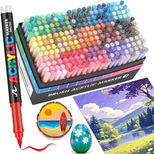 item picture 240 288 color straight liquid acrylic paint marker pens soft bristle tip pens and markers for office marking art painting pens used in for rock painting and crafts art supplies suitable for professional art use