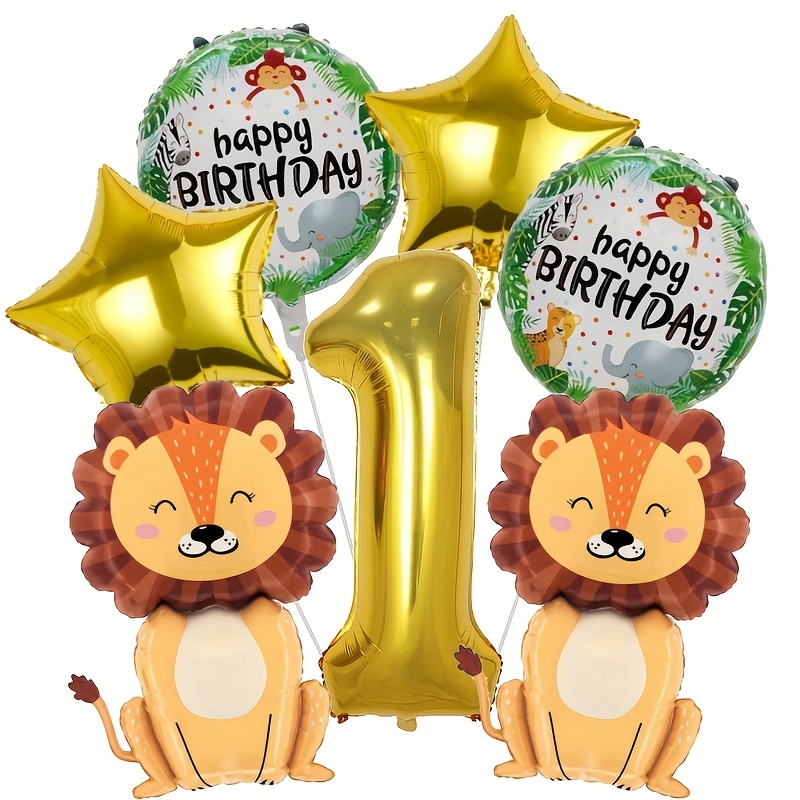 Image of Jungle Animal Lion Theme Aluminum Foil Balloon Suitable For Birthday Party Decorations And Festival Celebrations
