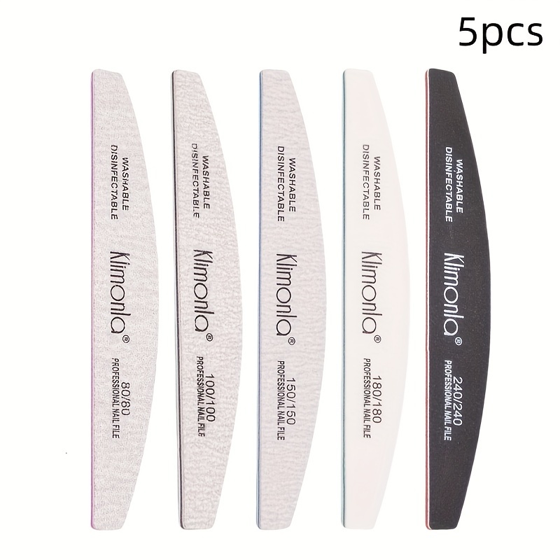 

5pcs Professional Nail File Set - Double-sided Wooden Polishing Rod, , Washable & Disinfectable For Nail And Foot Trimming, Beauty Tool Set