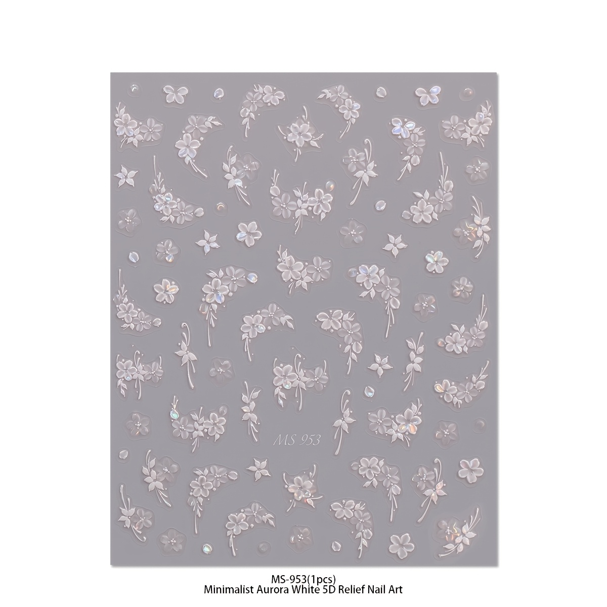 TEMU Autocollants pour ongles en 5D fleur blanc aurore - Autocollants pour ongles ultra-fins 3D et parfumés - Style pour / des / des remises de