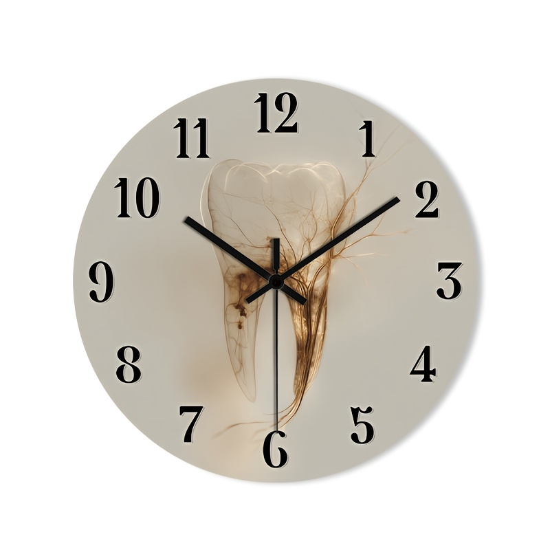 TEMU 1pc Of A Silent Wall Clock That Tick, Featuring A Decorative With A High-definition Glossy Lamination End. This Dental Anatomy Clock Is Suitable
