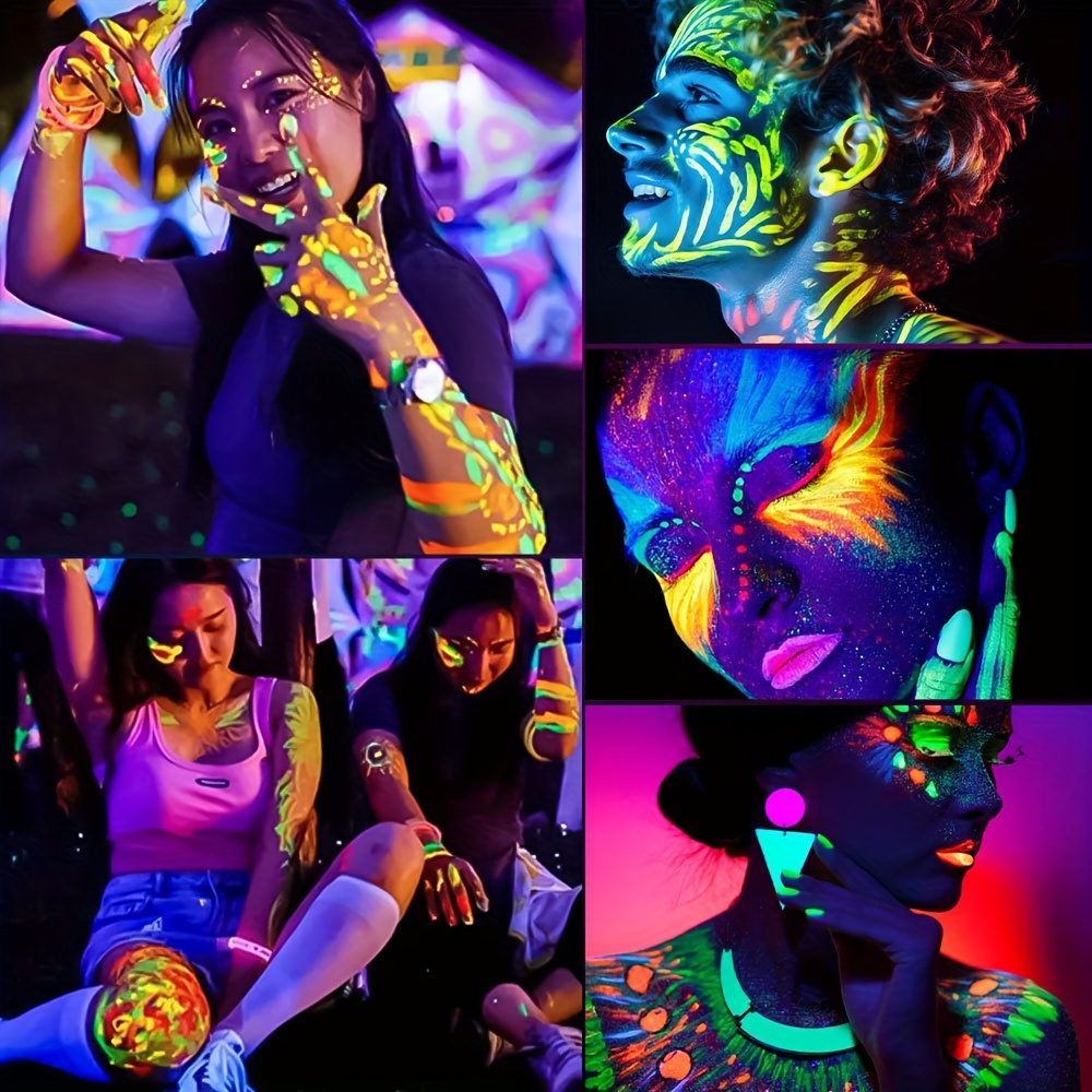 RoseFlower UV-Schwarzlicht Neon Make-up Set – 8 Farben + 3 Bodypainting, Fluoreszierend Für Schwarzlichtpartys