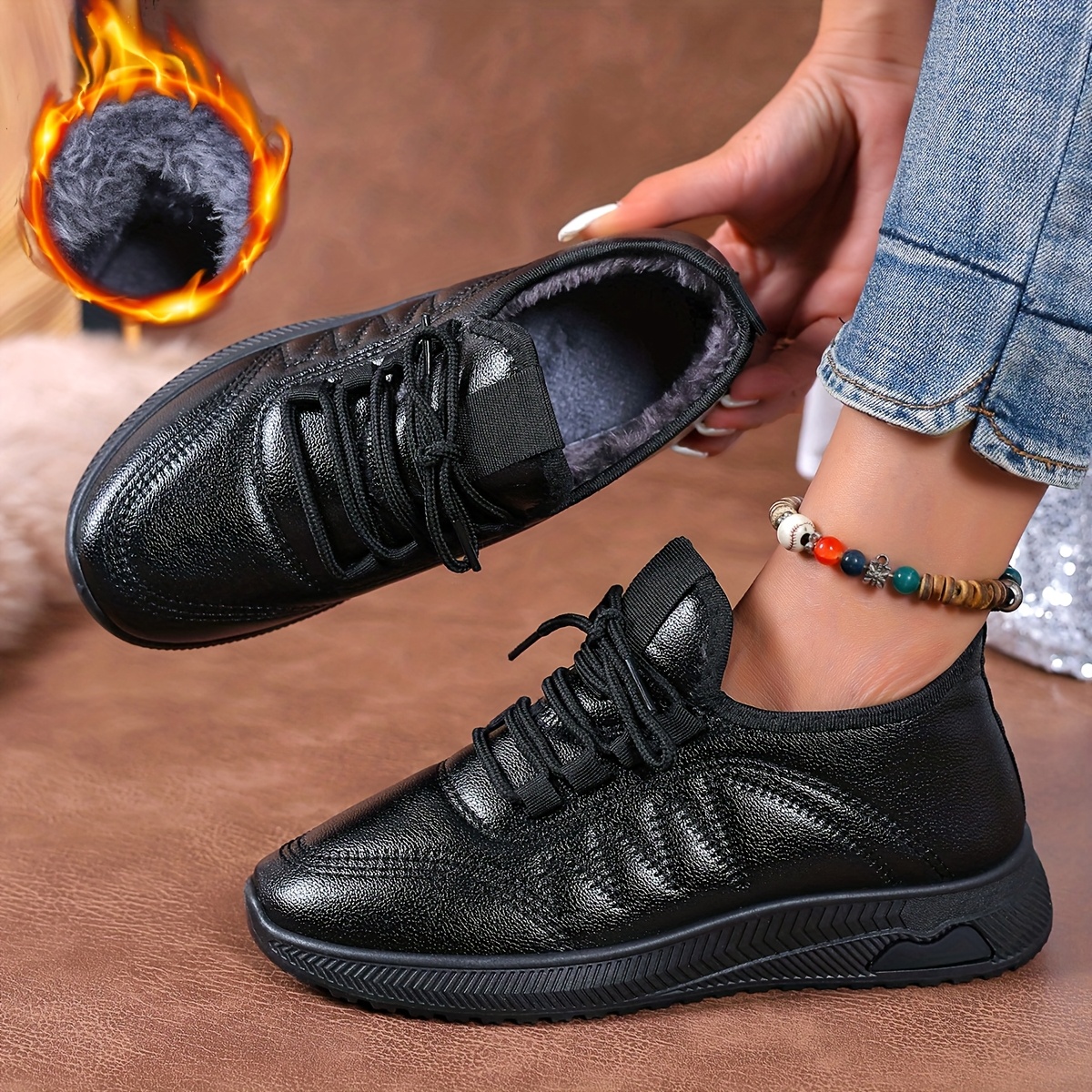 damen herbst/winter wasserdichte warme schneestiefel leder Temu