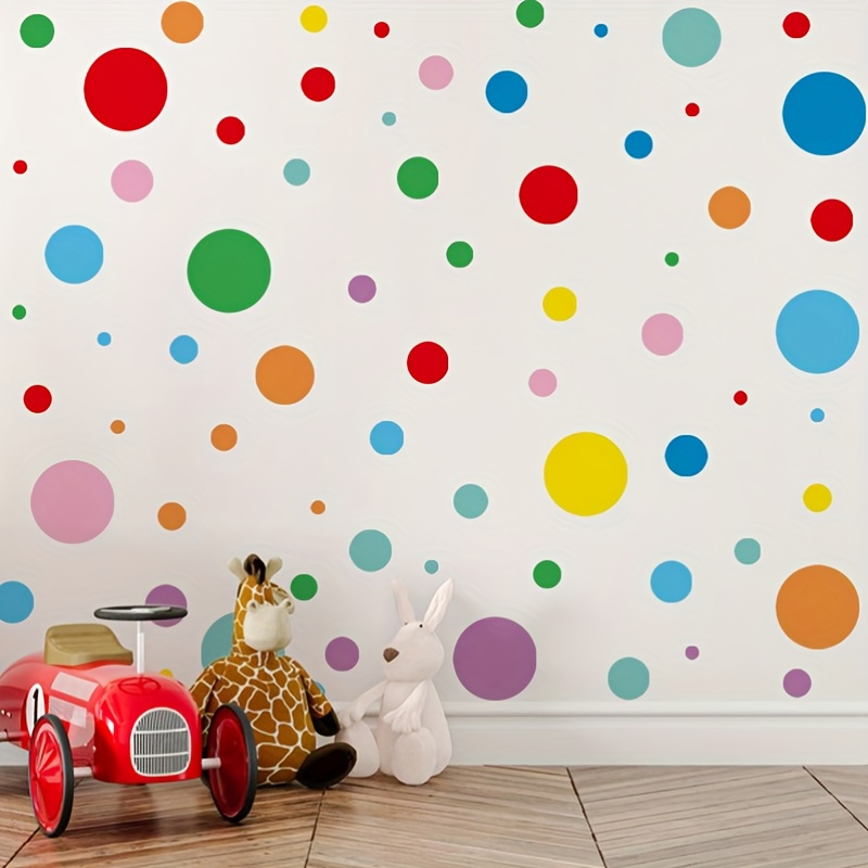 

189pcs/9 Sheets Colorful Circle Stickers For Living Room And Bedroom Walls, Self-adhesive Cartoon Color Dot Art Decoration Stickers For Schools.