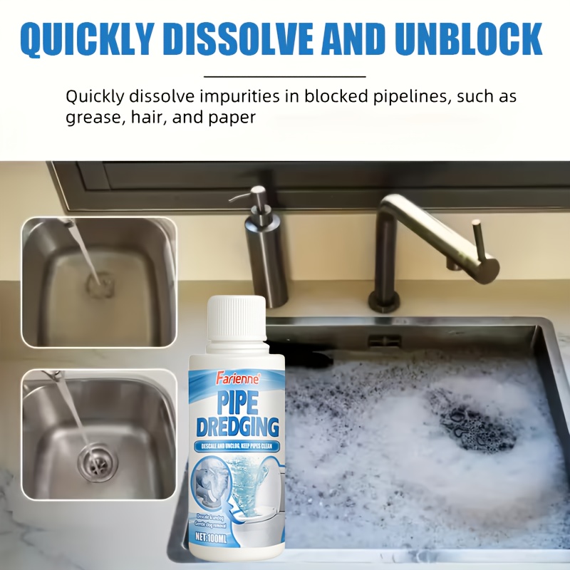 FARIENNE Advanced Pipe Unclogging Kit - Quick-acting Drainage Liquid, Specially Formulated to Prevent Blockages, Capable of Dissolving Hair and Oil Residues, an Easy-to-use Clog Remover, Suitable for Toilets, Sinks, Bathtubs and Floor Drains