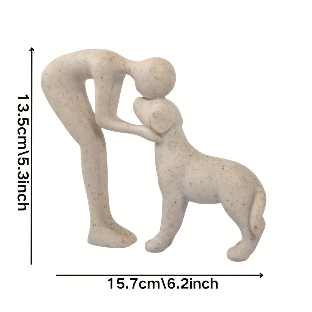 A Creative Dog Sculpture For Home Decor, Featuring A Statue Of A Man And His Dog, Suitable For The Office, Living Room, Bedroom, And As A Gift For Pet Lovers