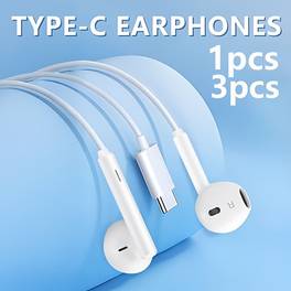 écouteurs filaires type-c avec iphone 16/15, design -auriculaire, connecteur plat pour ipad, , xiaomi, vivo, oppo et oneplus. filaire universel avec un haute qualité pour les appels, écouteurs de voyage,casque dappel,écouteurs légers, compacte,câble
