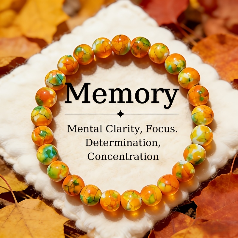 E-shop Ein glattes, orangegelbes Regenblumen-Steinarmband, das anzieht, handgefertigt und elastisch, symbolisiert Glück und Glück, geeignet für Männer
