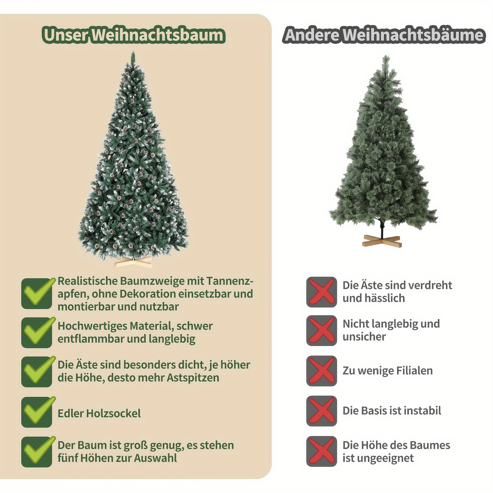 Christmas Tree, Pine Cone Snowflake Christmas Tree, 150-270cm, Artificial Christmas Tree, Easy to Assemble, Christmas Decoration, Christmas Gift (without Lights), Seasonal Display, Festive Decor, Elegant Holiday, Festive Style, Durable Plastic