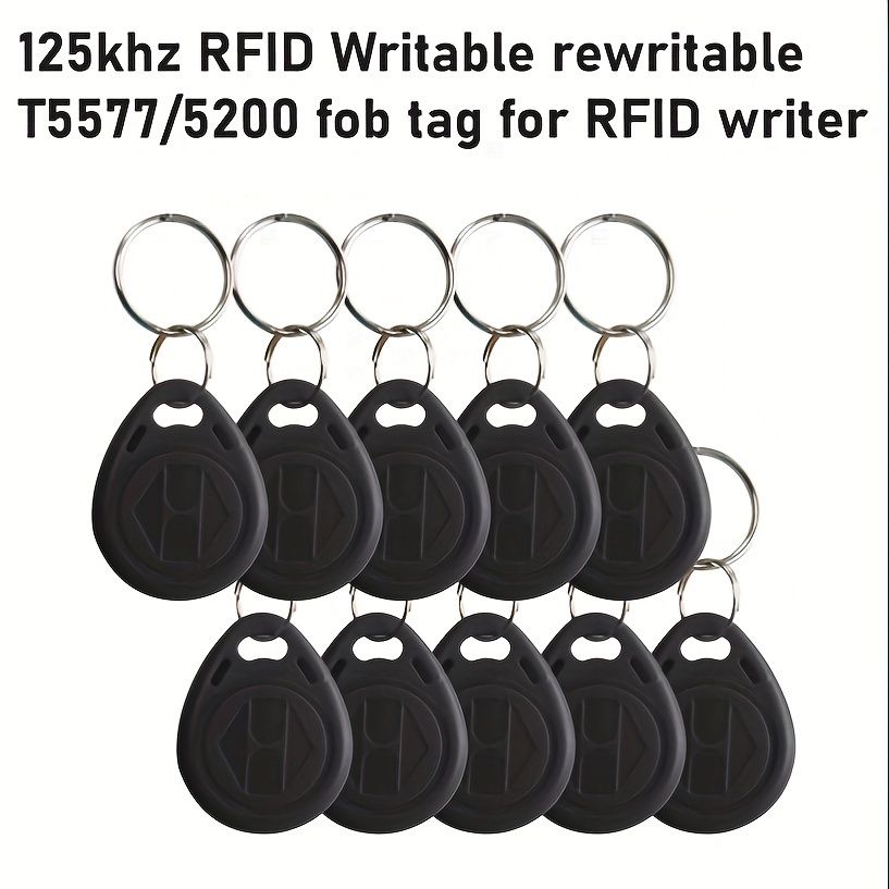 

125khz Rfid Rewritable T5577/5200 Fob Tag For Rfid - Black, 3.5cm X 2.8cm, 0.5cm