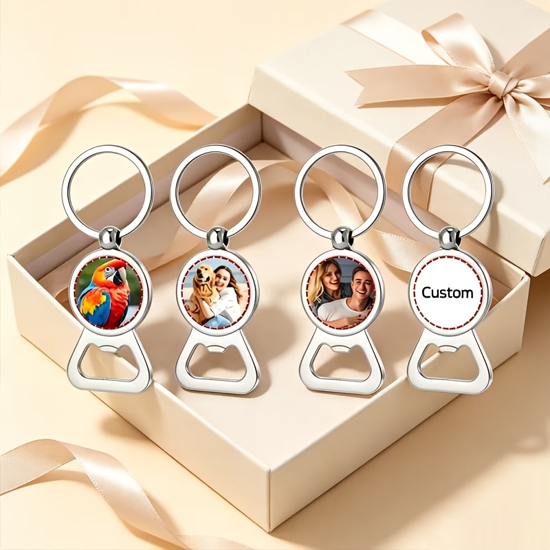 TEMU 4pcs Photo Metal Bottle Opener Keychain, Engraved With Memories, Meticulously To Restore Photo Details, With A Metallic Texture That Highlights