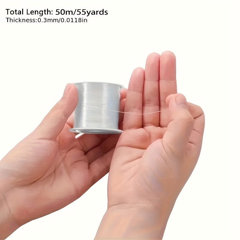 1pc White Durable Nylon Transparent Fishing Line, 50.29 meter Strong Invisible Monofilament Rope for Hanging Balloons, Wreaths, Crafts & Decorations - Ideal for Beading and Sewing Projects