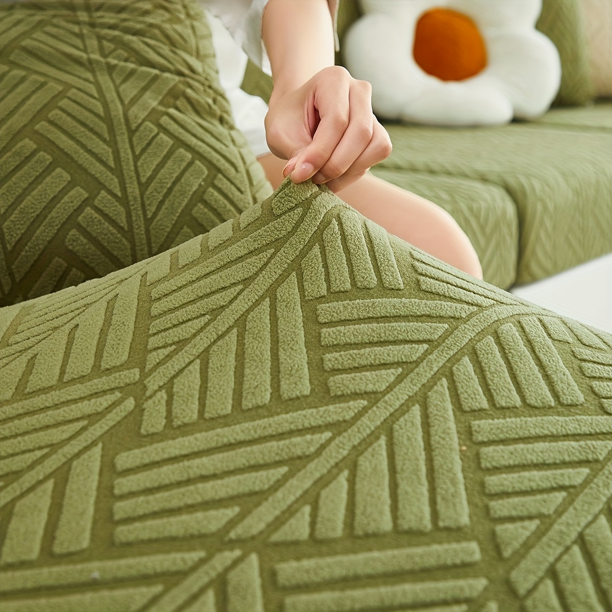 launch 1pc jacquard colorful fleece sofa cover elastic universal stretch sofa cover for   easy to   universal full wrap non slip sofa cover back cover and cushion cover sofa protection cover suitable for offic Product details 7