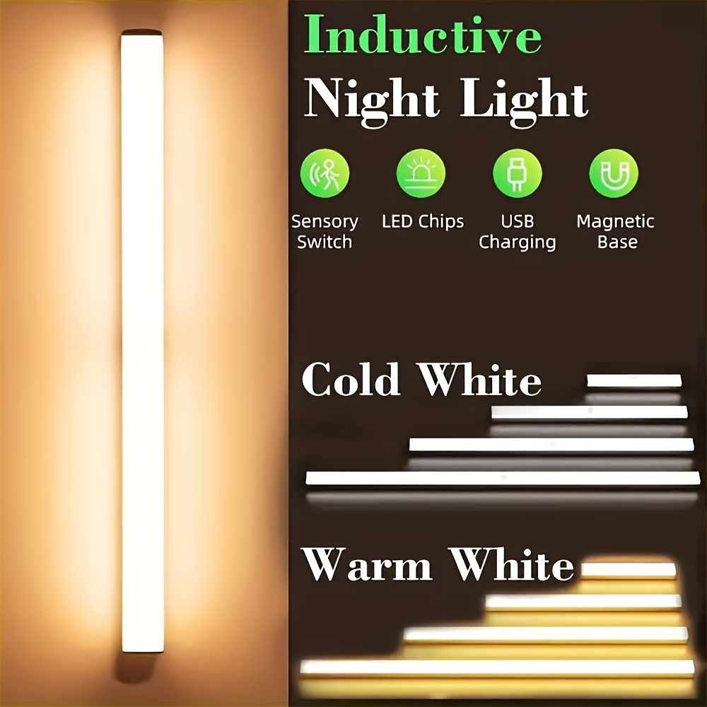 LED Voice Control Human Sensing Light, Modern Stripe Pattern, Independent Ceiling Installation, Adjustable Lighting, Brushed Metal Trim, Plastic Lampshade, Rechargeable Lithium Battery, USB Charging, Suitable for Bedroom, Kitchen, Living Room - White Light/Warm Light, NONZHU