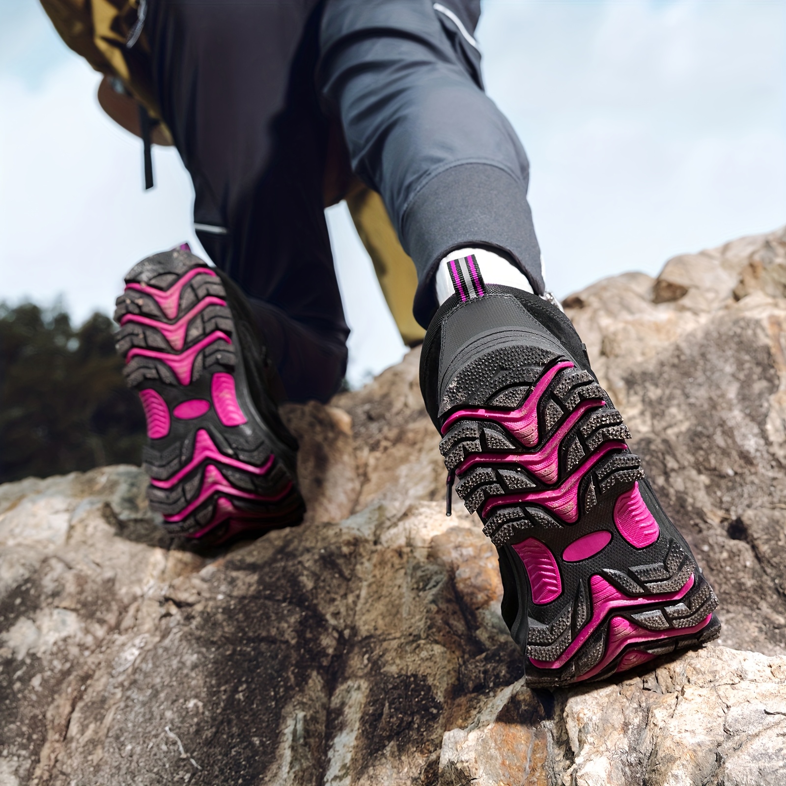 Women'S High-Top *ng Boots TPR Sole, PU Upper EVA Cushioned Insole,  Lace-Up Ankle Support, Purple Outdoor Trekking Shoes for