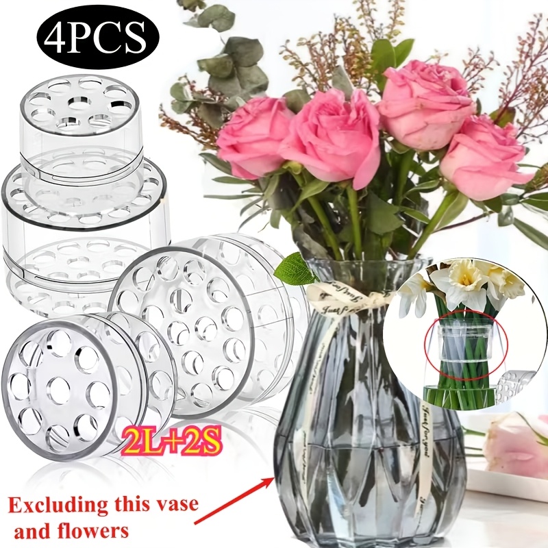 E-shop 4er-Set transparenter Waben-Spiral-Blumenstraußständer – Langlebige Stielstütze aus Kunststoff, erhältlich in den Größen 2L 2S, elegante