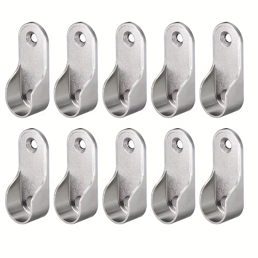 Image of 4/10pcs Heavy-duty Wardrobe Tube Support Brackets - Closet Rod Pole End Holders With Thickened Furniture Additions For Secure Clothes Hanging Rod Installation - Easy Assembly And Durable Construction