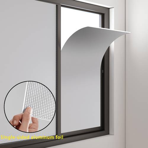 1 rolle selbstklebende sommerfensterisolierungs- und sonnenschutzfolie - inklusive kreisförmiger klebefolie, keine bohrinstallation erforderlich, blockiert , für schlafzimmer, balkone, küchen, wohnzimmer, büros, glasfenster