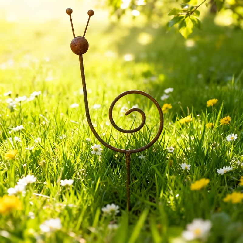 TEMU 【3d】 [3d] 1pc Rusty Plant Support Stake / Minimalist Garden Decoration - Suitable For Rustic Style Courtyards, Lawns, And Garden Decor, A Great