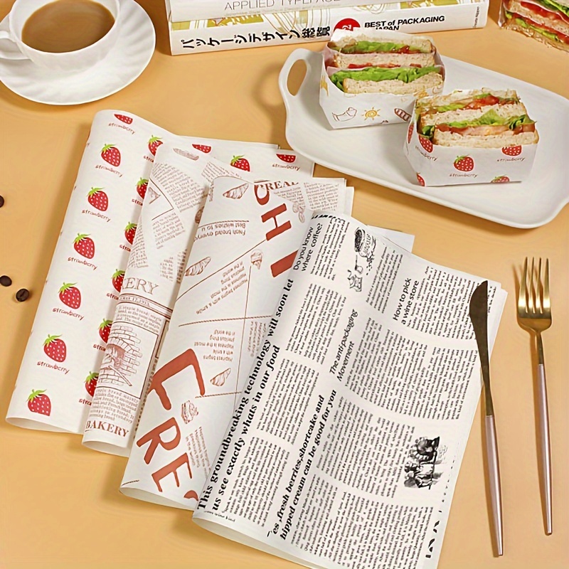 

30pcs, Large Size Disposable Food Wax Paper Sheets For Burger, Sushi, Chicken Wrap, Sandwich Packaging, Oil-resistant, Commercial Grade, Extra Thick