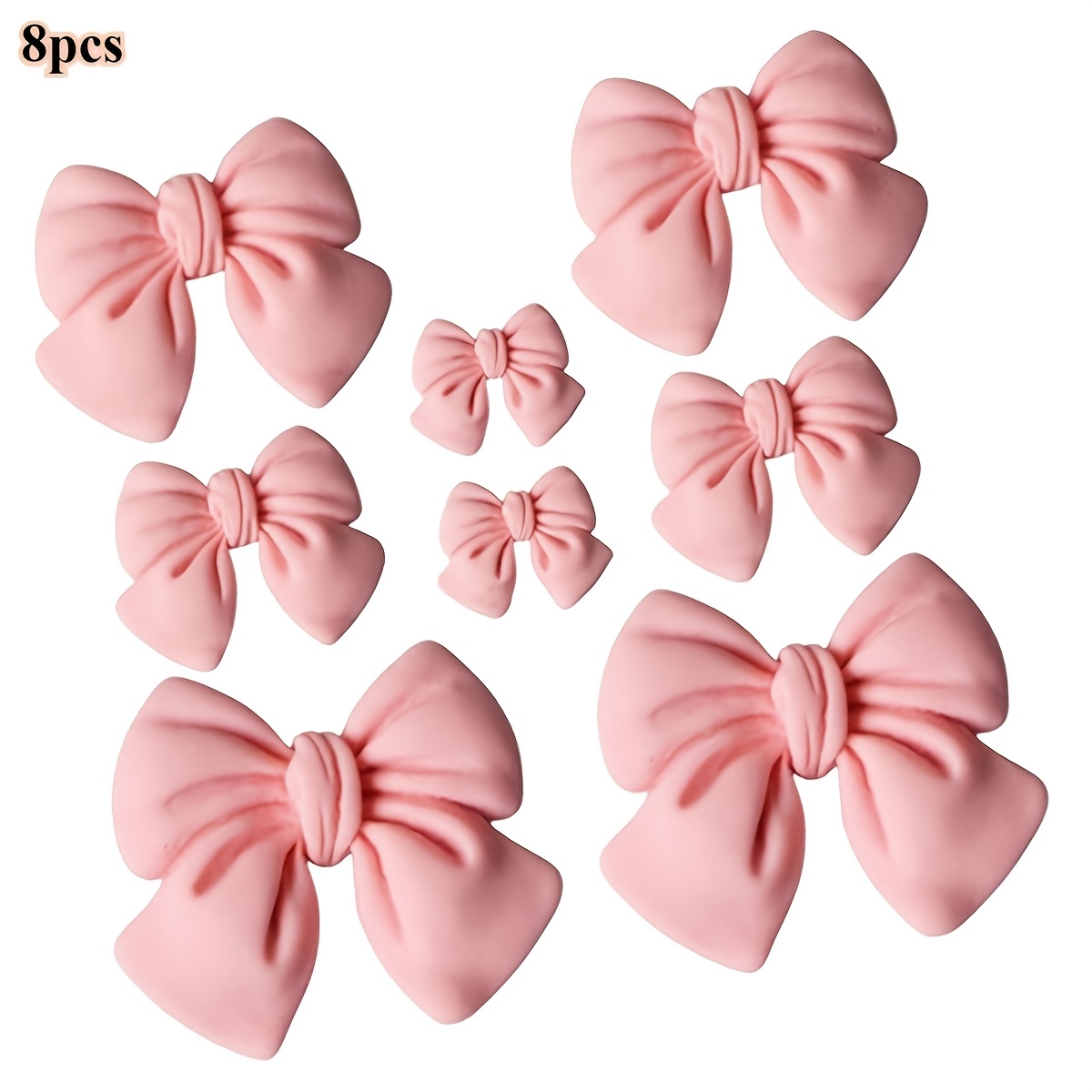 

8-pack Pvc Bow Shoe Charms, Sweet Diy Decorations For Men's & Women's Sandals, Accessory For Holiday Parties & Dances
