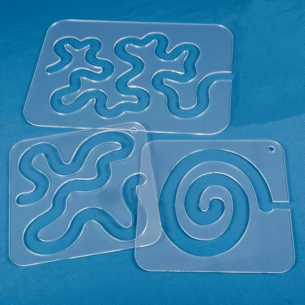 TEMU Set de 3 pochoirs de patchwork en acrylique, règle de mobile avec cadre transparent en acrylique, conçu pour machines à coudre domestiques,