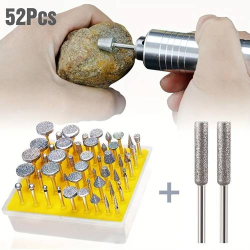 for stone diamond grinding bit compatible with 52pcs polishing kit diamond bits 1 8 3mm shank additions for ceramics carving polishing grinding