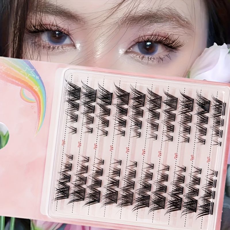 

80pcs Hypoallergenic Self-adhesive Lashes Set, Mixed Length D Eyelash Extensions, Natural & Cosplay Style, With Diy Individual For Look