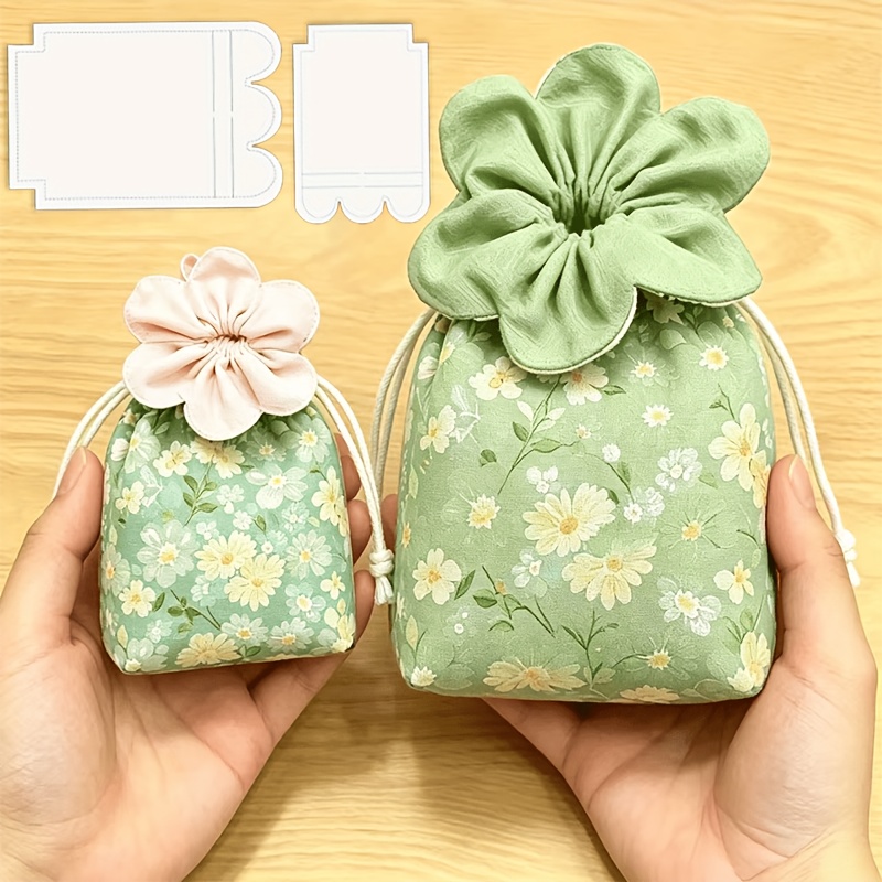 TEMU Lot de 2 pochoirs transparents pour de sacs à poche avec dentelle et pompons et pour le patchwork - Convient aux sacs de rangement à cordon de