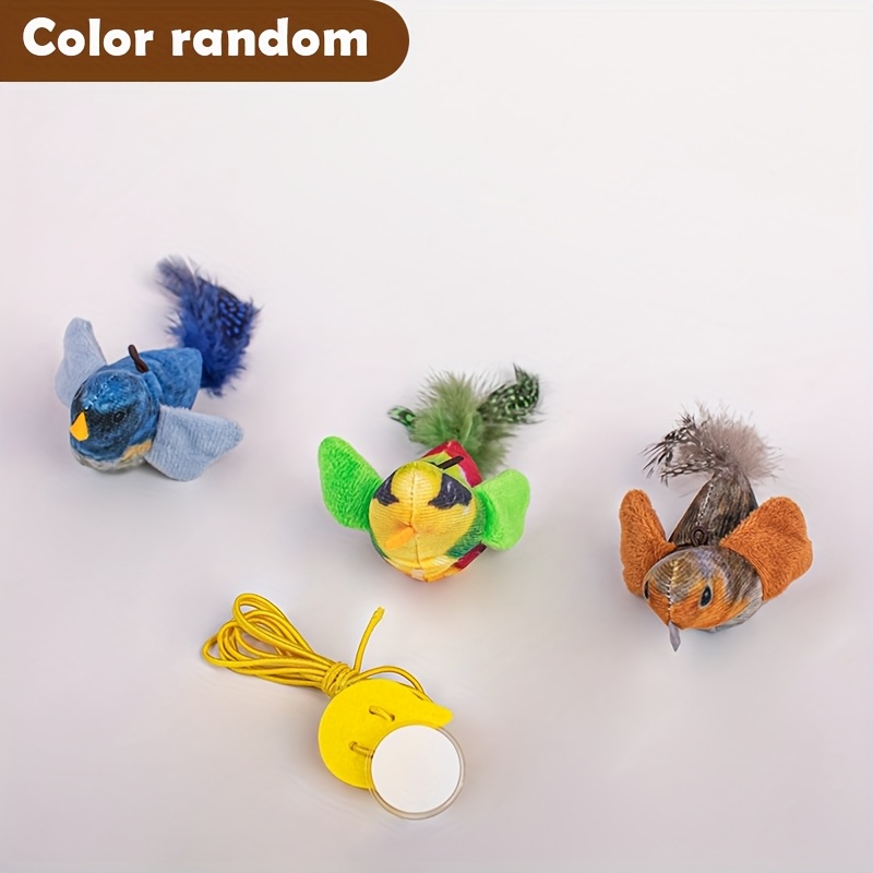 TEMU Sounding Bird Toy 2pcs Set | Random Color Bite Resistant Simulation Pet Toy With , Preschool Cat, Adult Cat Universal Soothing Tool, Anti-bite,