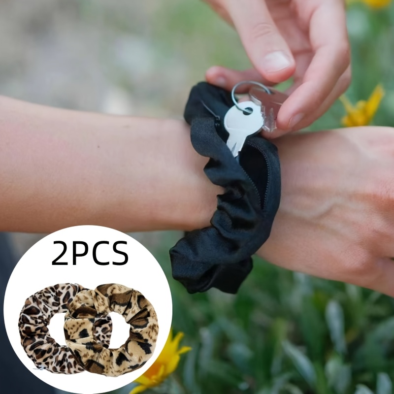 TEMU 2pcs Set Of Wristlet Coin Purses, Suitable For Travel, Outdoor Activities, And Running. Zipper Design With Elasticity, Usable As Hair Additions,