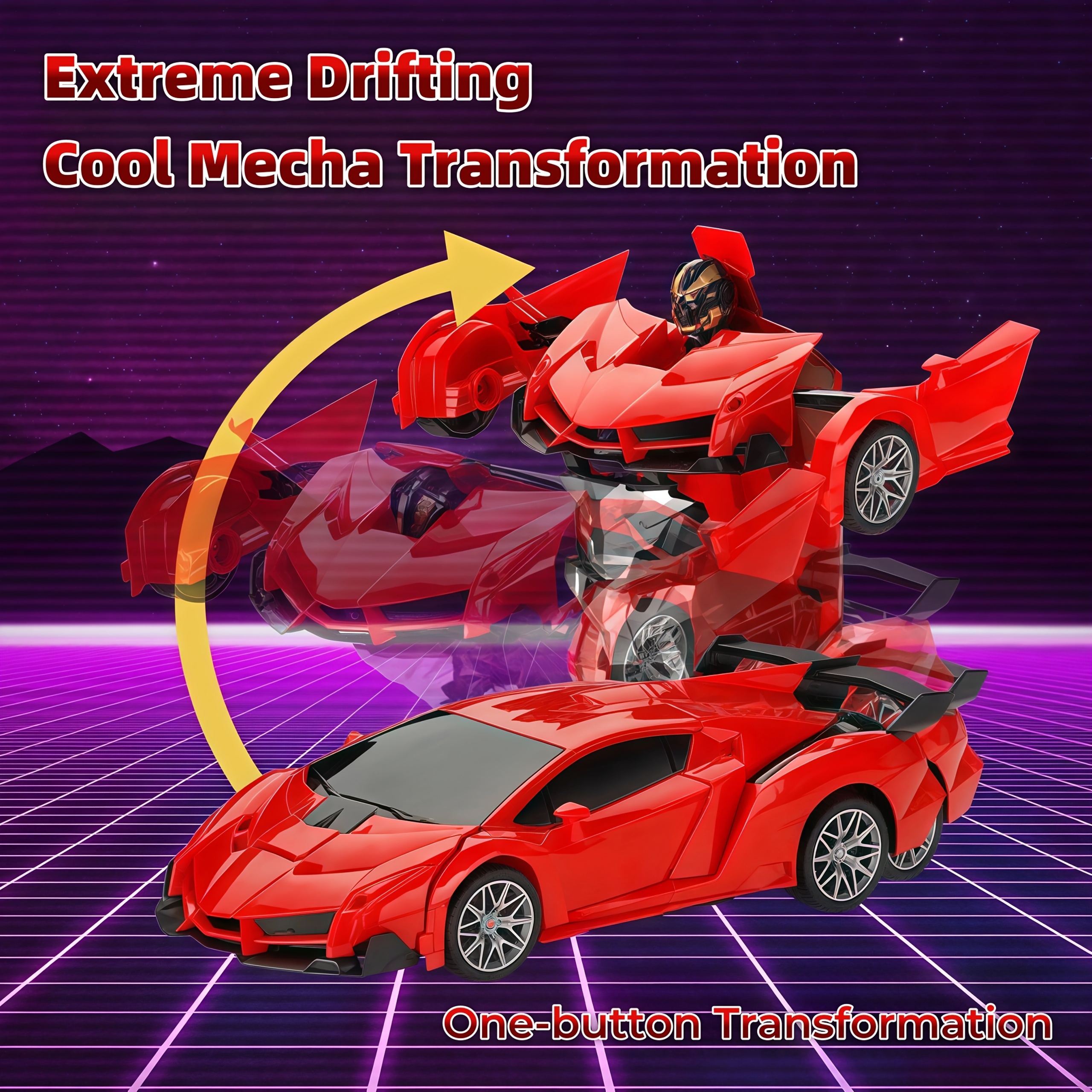 Transformer Car Robot, R/C Remote Control Car Toy, One-button Transformation, 1:18 Ratio, 360° Rotation Drift, Suitable for Toys, Gifts, Educational Toys for Children Over 3 Years Old