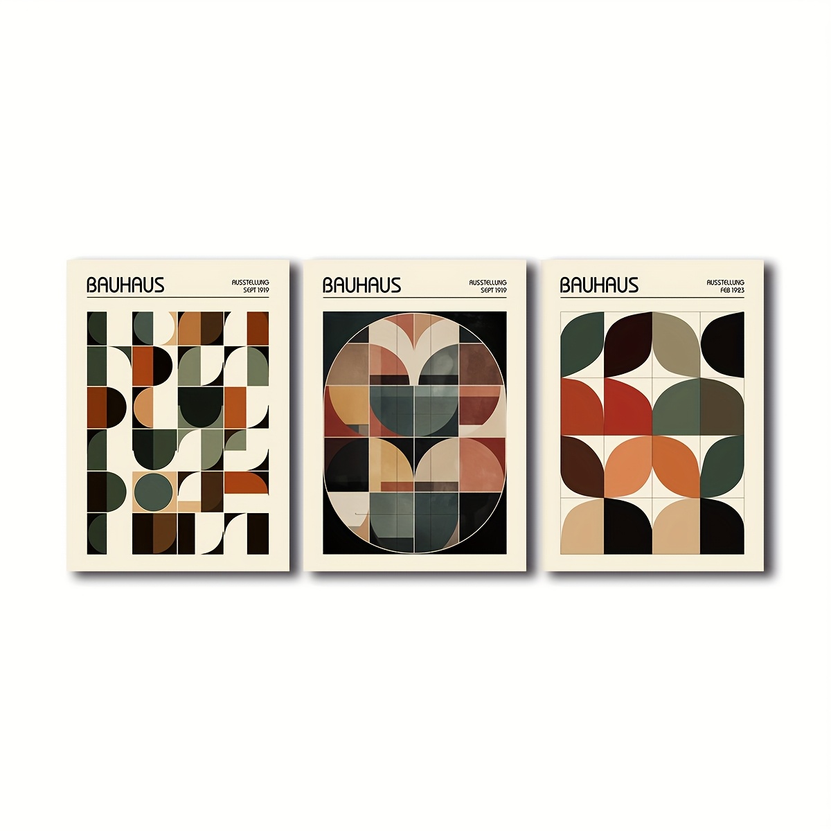 TEMU di tre poster Bauhaus 2D, stile moderno di met� , murale astratta con design minimalista geometrico , adatti per decorare soggiorni, camere da