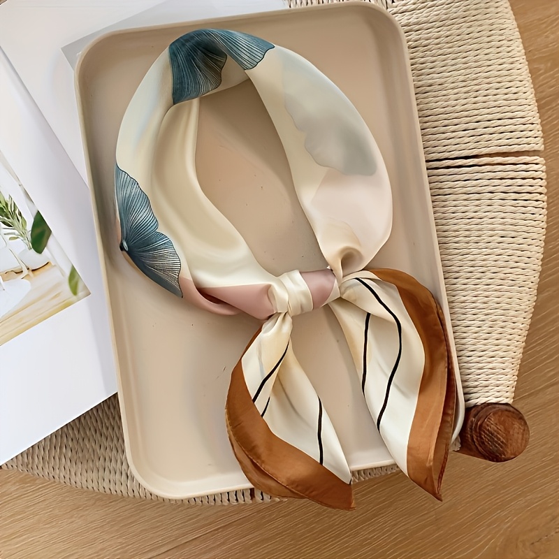 27.56-inch Elegant Camellia Scarf - Fashionable Smooth Satin Shawl, Neck And Hair Accessory