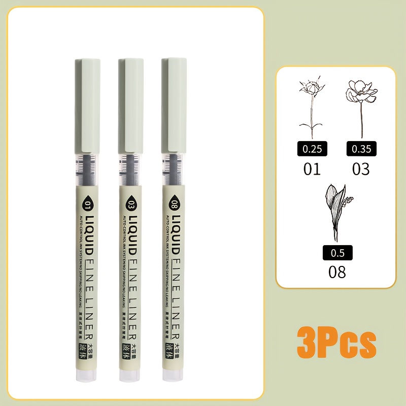 TEMU Fineliner Art Drawing Pens - 8/6/3 Pen Set With Of Tips For Versatile Artistic - Perfect Fineliners For Detailed Sketching, Illustration, And