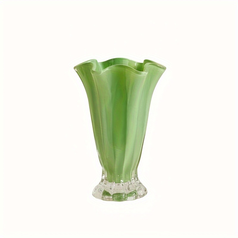 Image of 1pc, Light Luxury High-end Petal Glass Vase, Ins-style Decorative Flower Vessel For Living Flower Arrangements And Dining Table Decor, Vase
