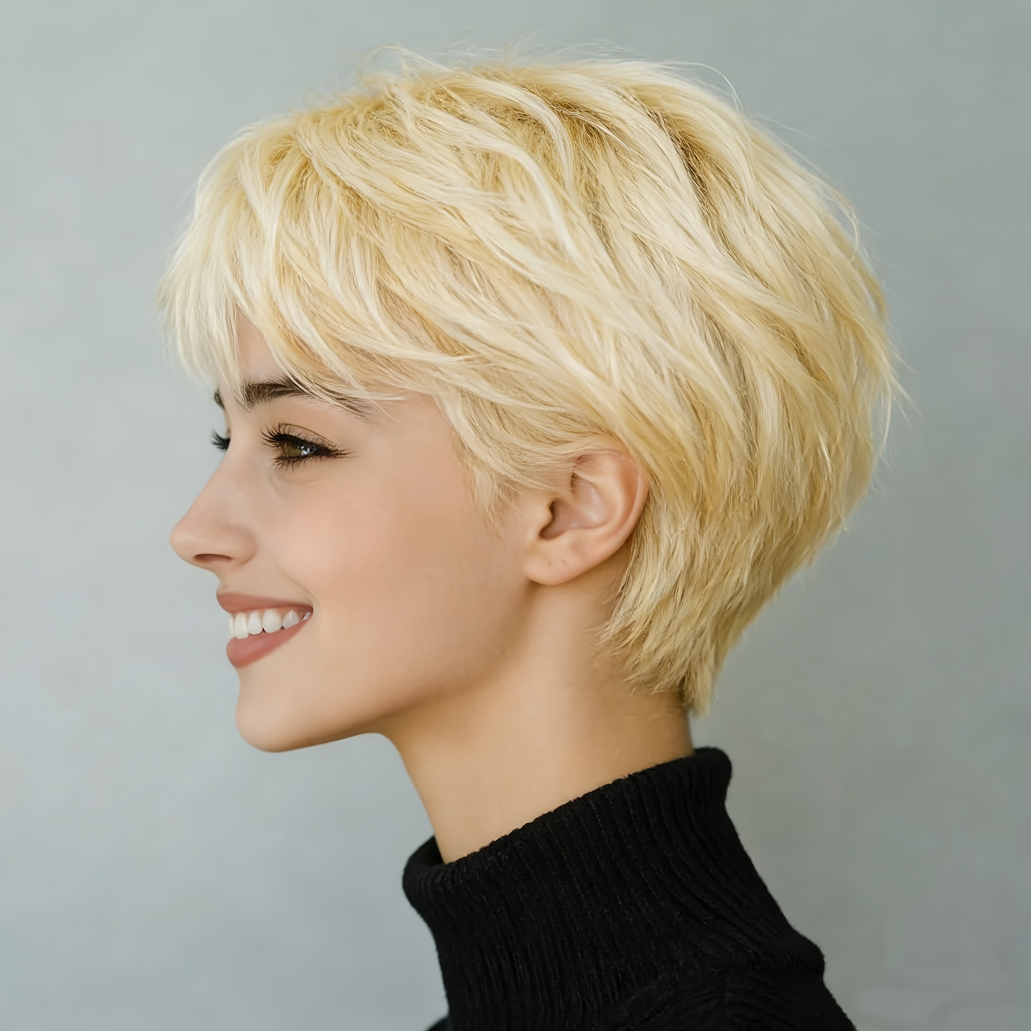Image of 613 Blonde Cut Wigs Made From Human Hair With Bangs | Straight And , Authentic Human Hair, Cap, No Glue Required, Density | Ideal For Everyday Use, Parties, Holidays, And Festival Celebrations