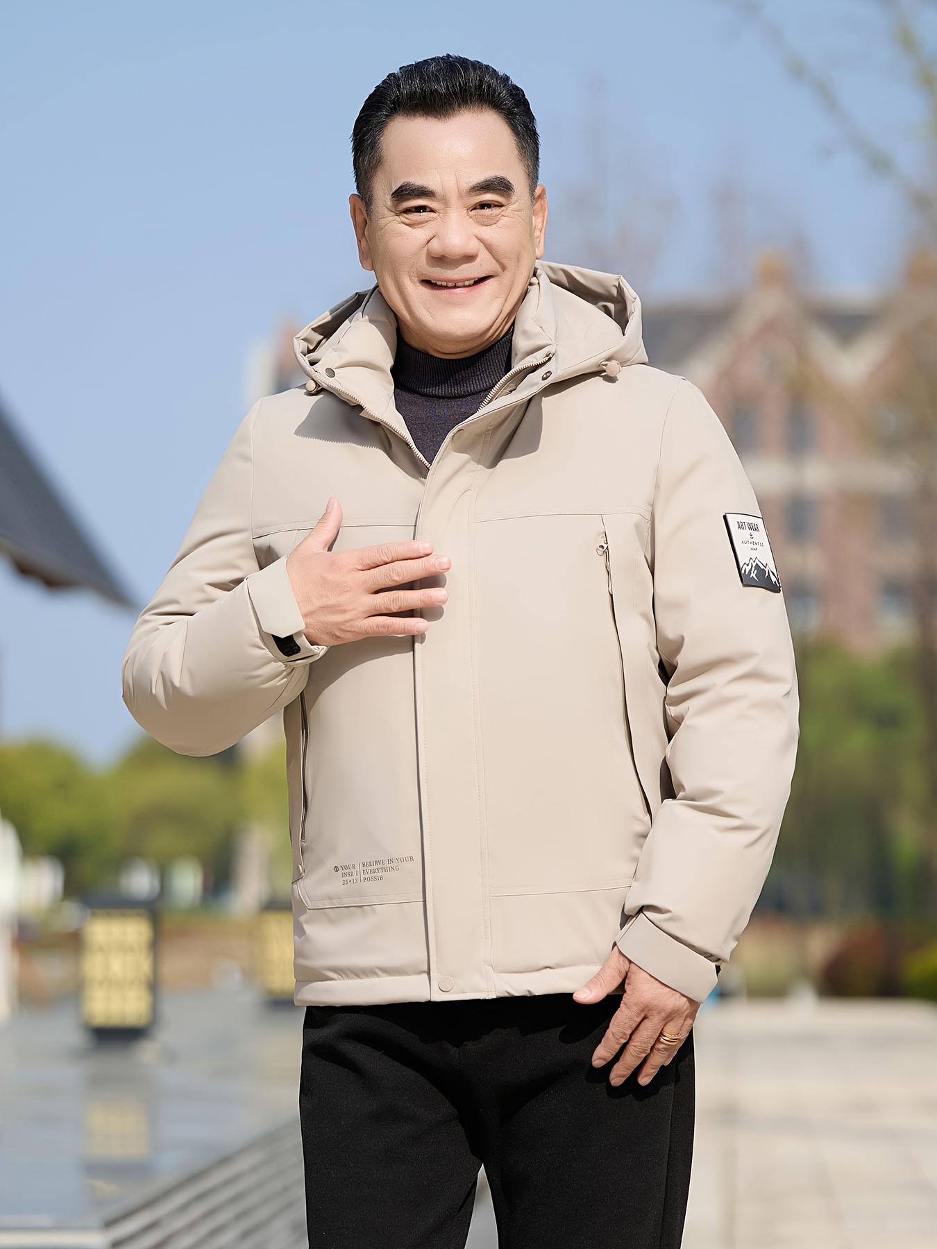 Men's Thickened Winter Ski Jacket, Casual Outdoor Windbreaker
