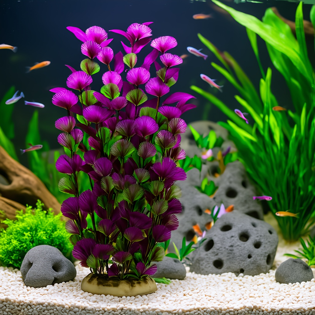 TEMU 1pc 15-inch Purple Green Artificial Water Plant Aquarium Decoration Fish Tank Water Plant Aquarium Landscape Decoration, Suitable For Medium And