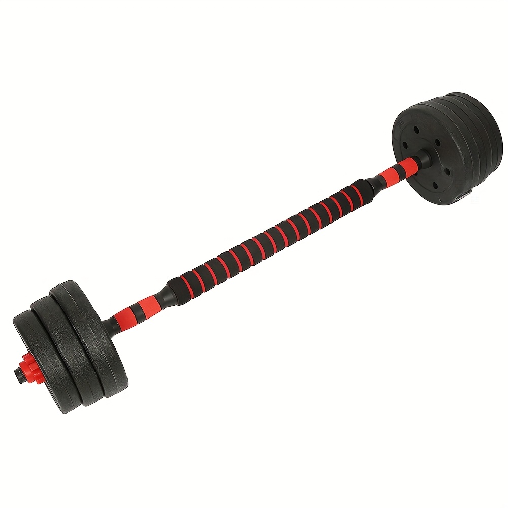 Adjustable Dumbbells, 2in 1 Weightlifting Dumbbells 20kg With Extension Bar For Men's Gym Bodybuilding Fitness Training, Red Black