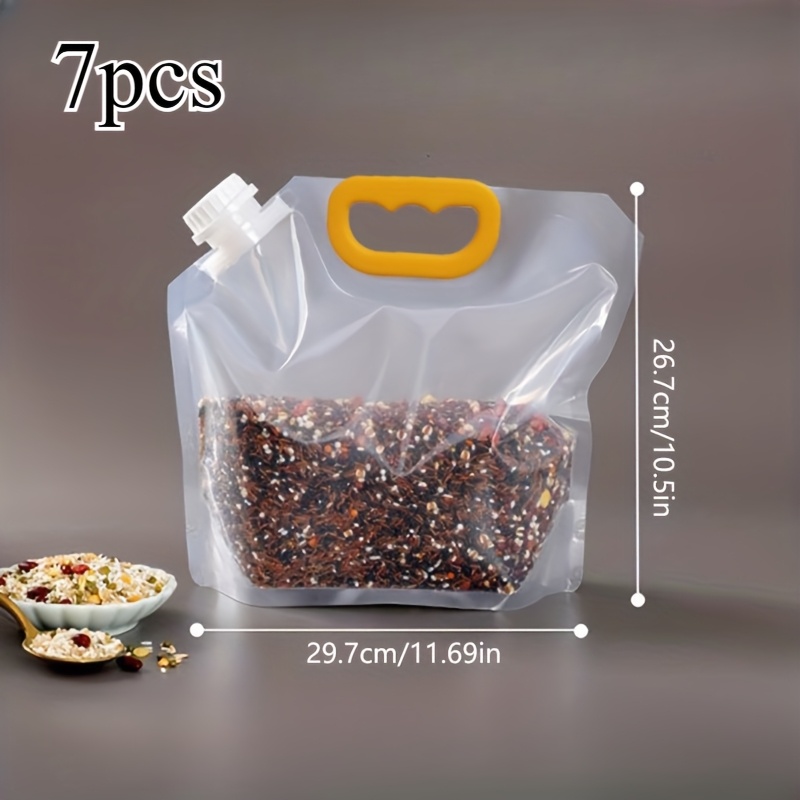 Image of Set Of 7 Reusable Sealed Food Storage Bags - High Capacity, Resistant To Moisture And Insects, Organizer For Bulk Grains Refrigerator, Essential Kitchen Items
